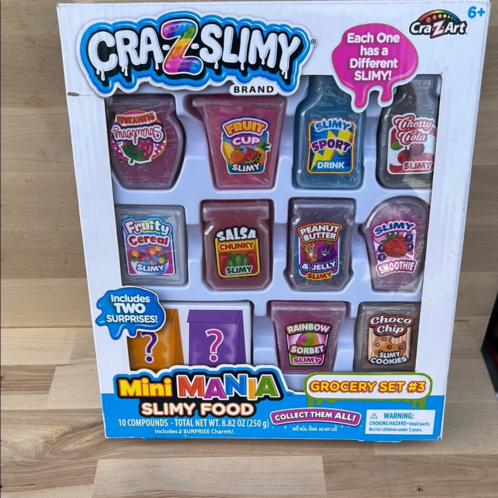 Cra-Z-Art Cra-Z-Slimy Mini Mania Slimy Food Grocery Set 3 10 Compounds Surprises